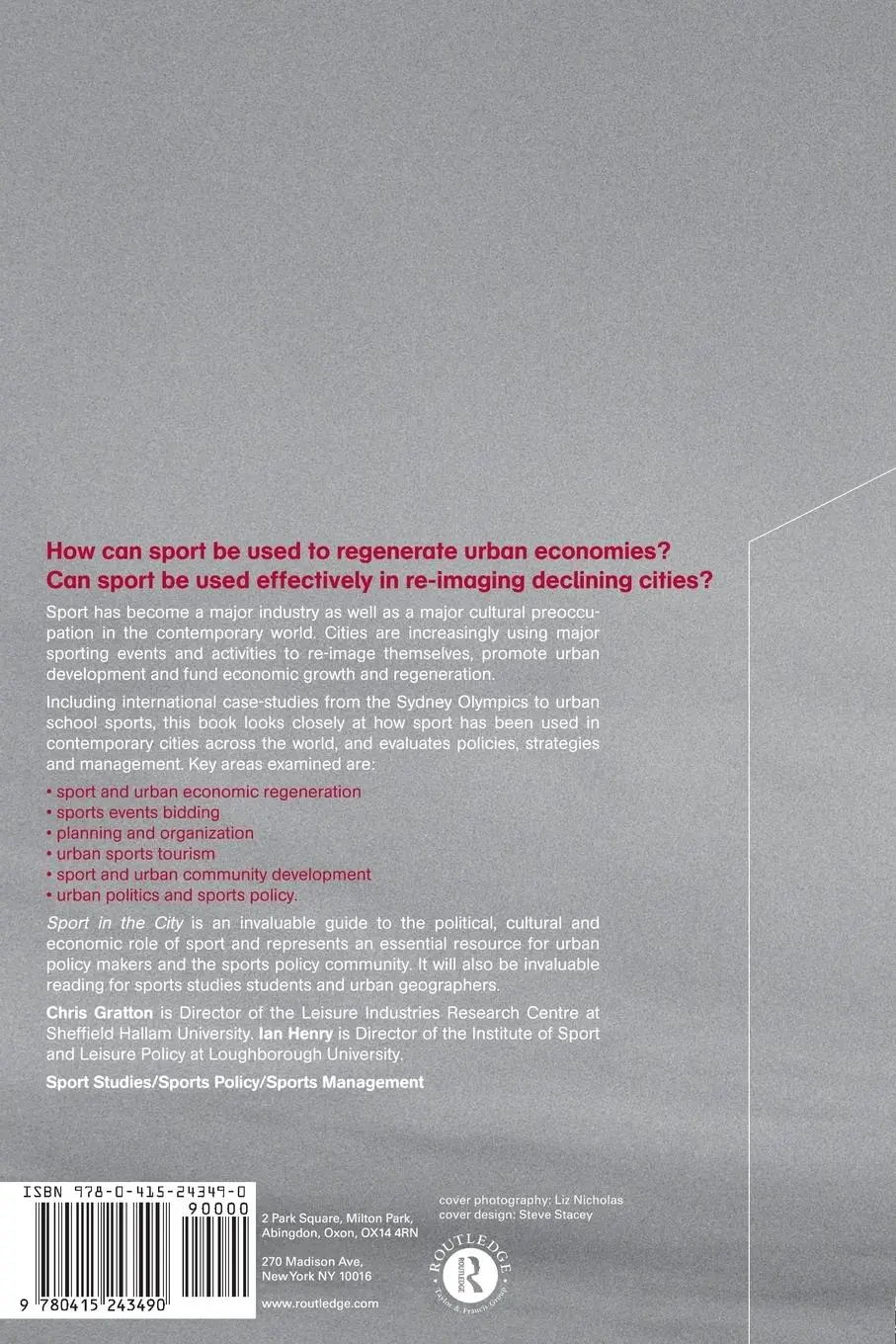 Rückseite: 9780415243490 | Sport in the City | Chris Gratton (u. a.) | Taschenbuch | Englisch