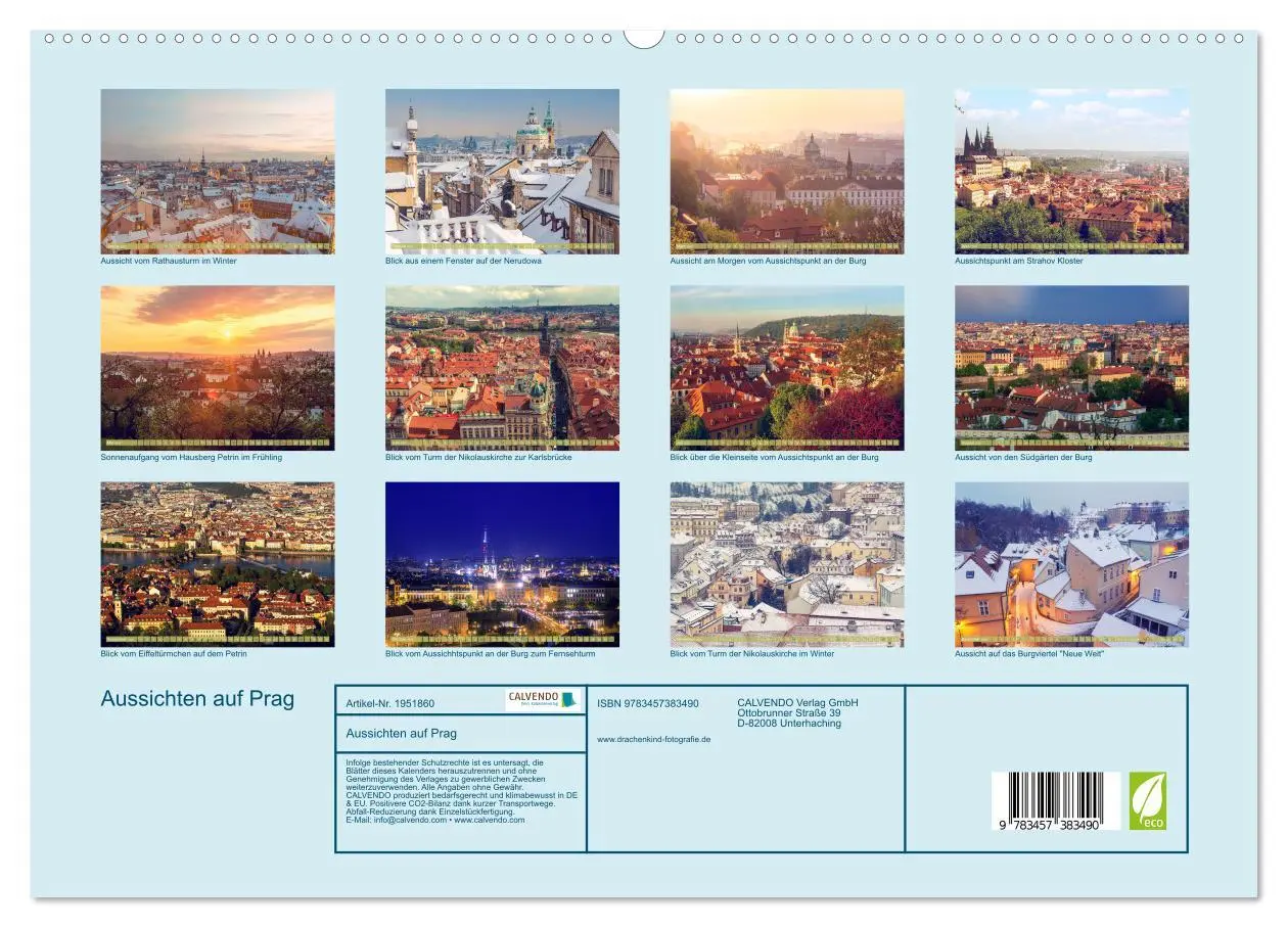 Bild: 9783457383490 | Aussichten auf Prag (hochwertiger Premium Wandkalender 2026 DIN A2...