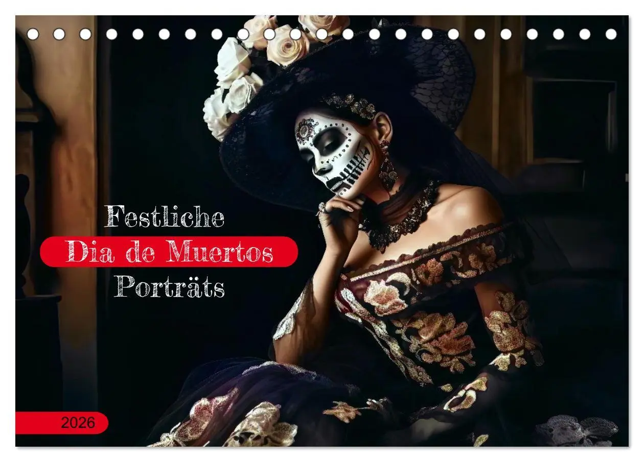 Cover: 9783457523490 | Festliche Dia de Muertos Porträts (Tischkalender 2026 DIN A5 quer),...