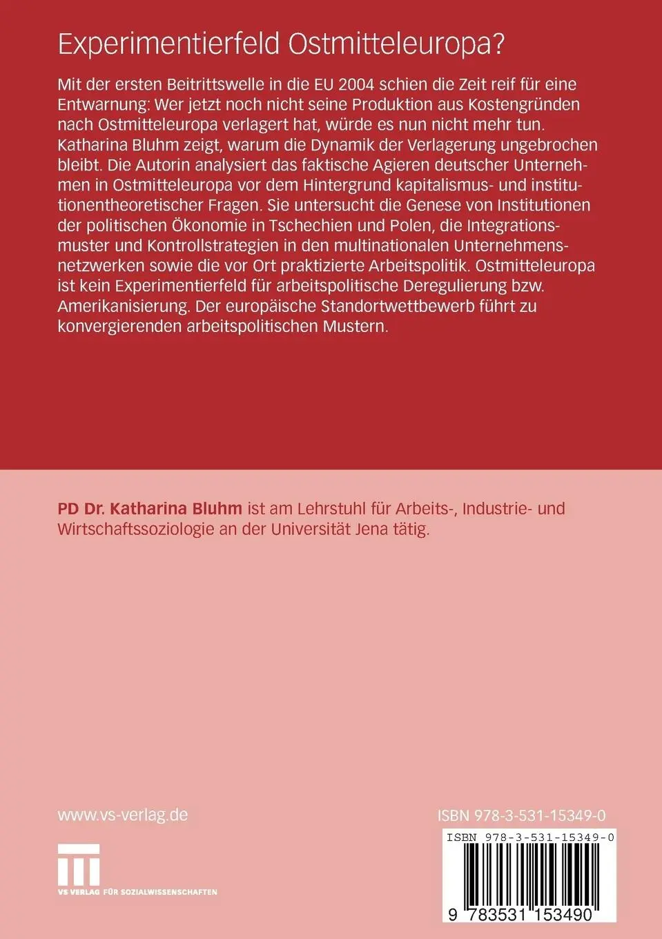 Rückseite: 9783531153490 | Experimentierfeld Ostmitteleuropa? | Katharina Bluhm | Taschenbuch