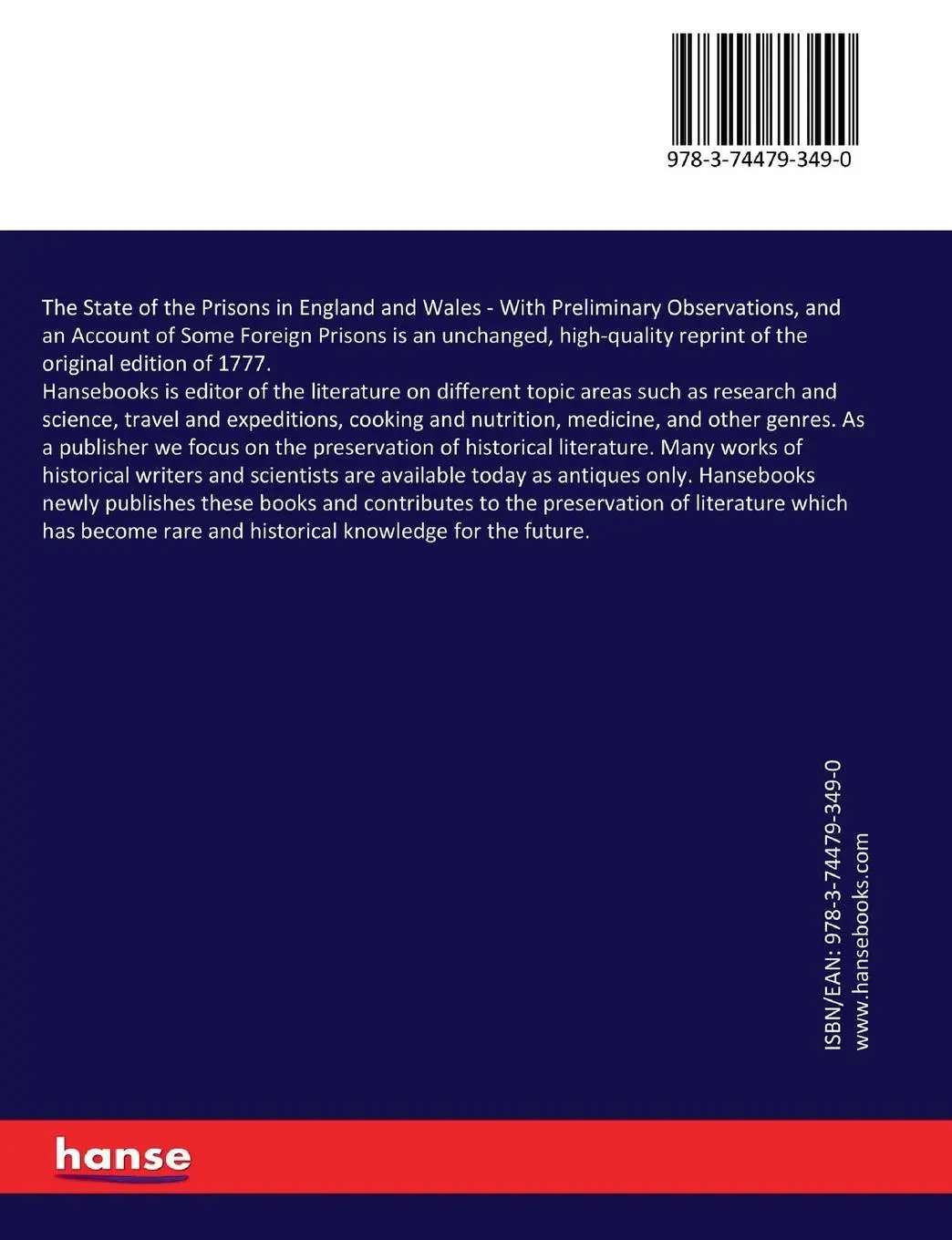 Rückseite: 9783744793490 | The State of the Prisons in England and Wales | John Howard | Buch