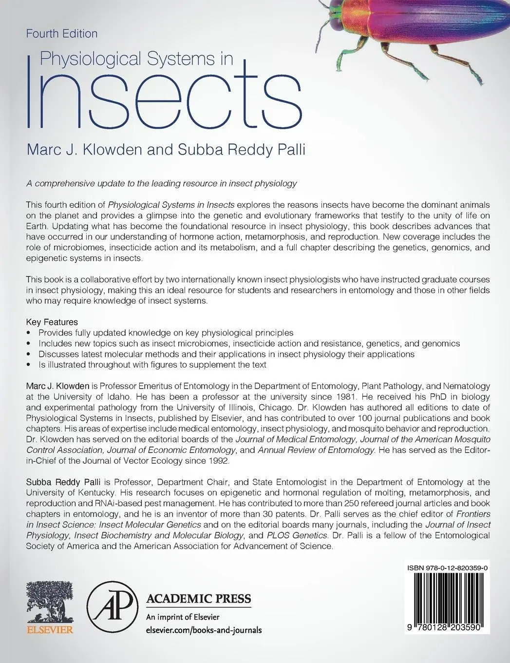Rückseite: 9780128203590 | Physiological Systems in Insects | Marc J. Klowden (u. a.) | Buch