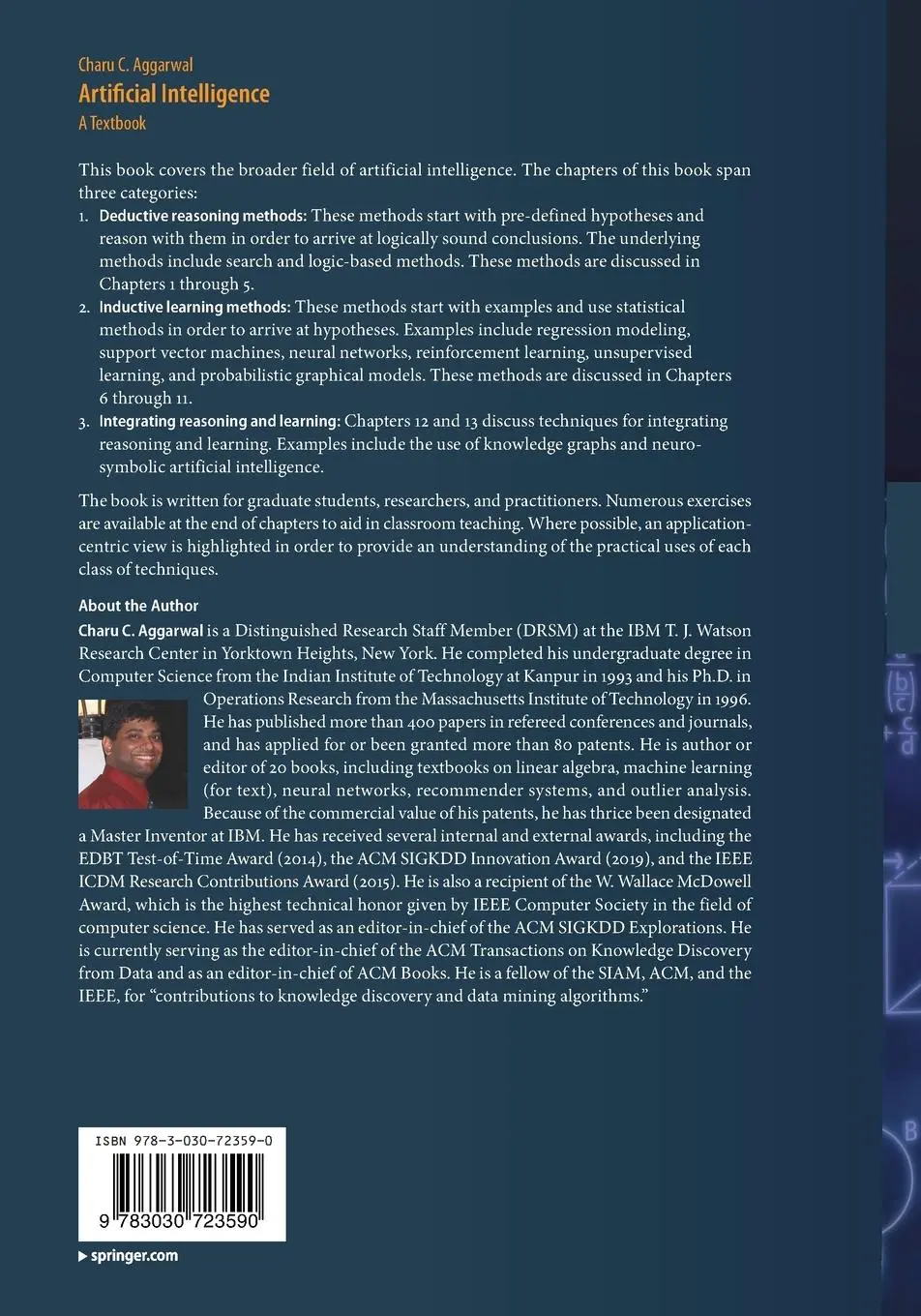 Rückseite: 9783030723590 | Artificial Intelligence | A Textbook | Charu C. Aggarwal | Taschenbuch