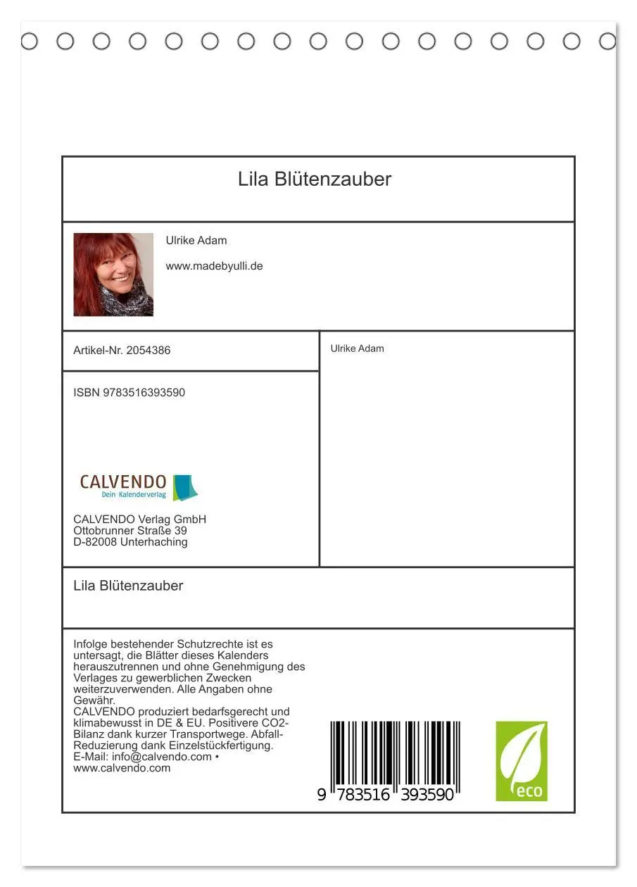 Bild: 9783516393590 | Lila Blütenzauber (Tischkalender 2026 DIN A5 hoch), CALVENDO...