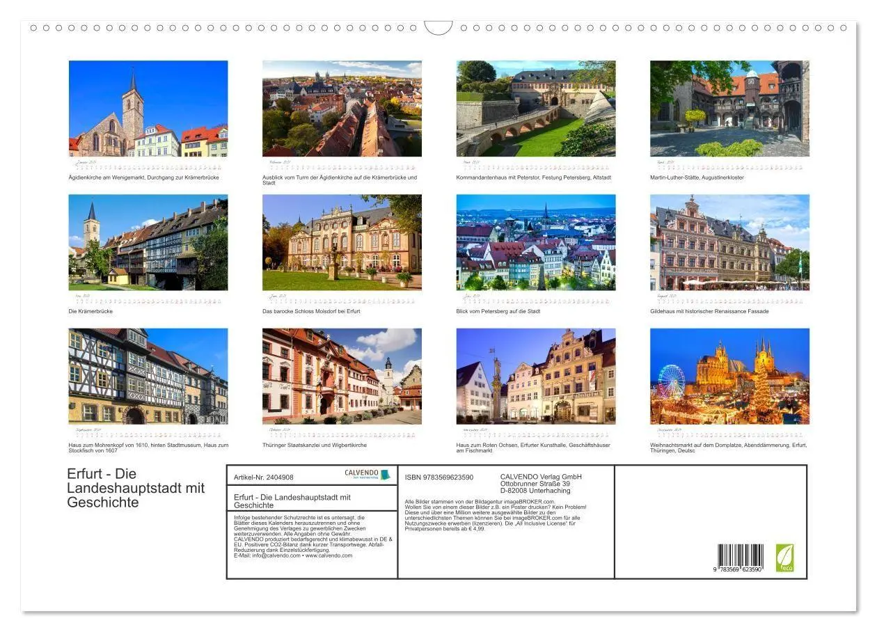 Bild: 9783569623590 | Erfurt - Die Landeshauptstadt mit Geschichte (Wandkalender 2027 DIN...
