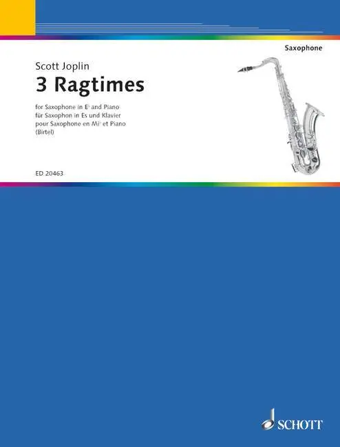 Cover: 9790001153690 | 3 Ragtimes | Alt-Saxophon (in Es) und Klavier. | Wolfgang Birtel