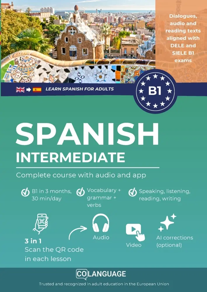 Cover: 9791388253690 | Learn Spanish B1 intermediate. Complete course with audio and app...