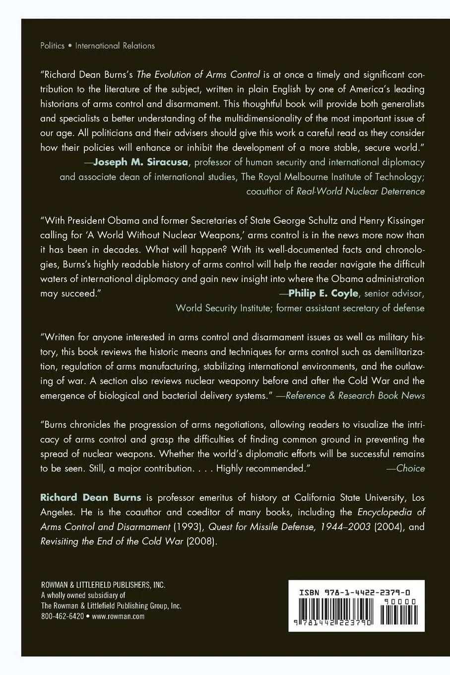 Rückseite: 9781442223790 | The Evolution of Arms Control | From Antiquity to the Nuclear Age