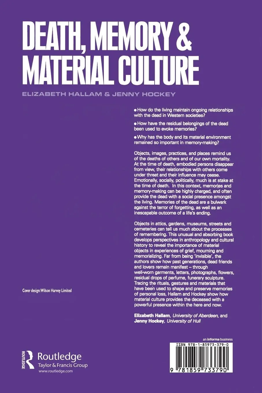 Rückseite: 9781859733790 | Death, Memory and Material Culture | Elizabeth Hallam (u. a.) | Buch