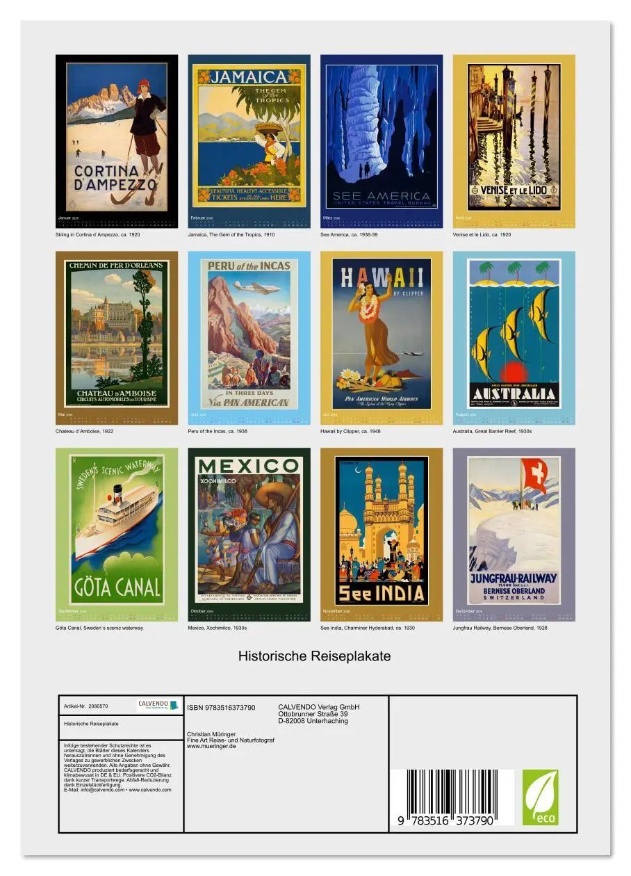 Bild: 9783516373790 | Historische Reiseplakate (Wandkalender 2026 DIN A4 hoch), CALVENDO...
