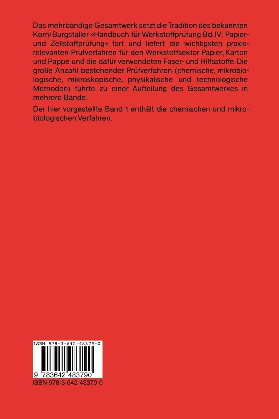 Rückseite: 9783642483790 | Prüfung von Papier, Pappe, Zellstoff und Holzstoff | Franke (u. a.)