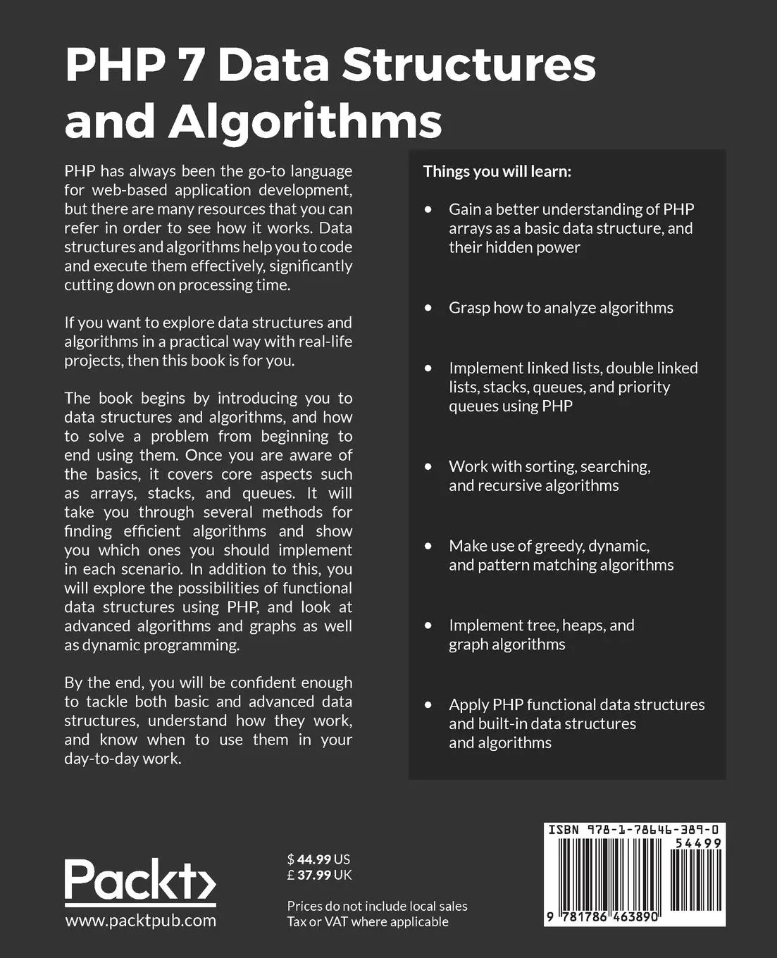 Rückseite: 9781786463890 | PHP 7 Data Structures and Algorithms | Mizanur Rahman | Taschenbuch