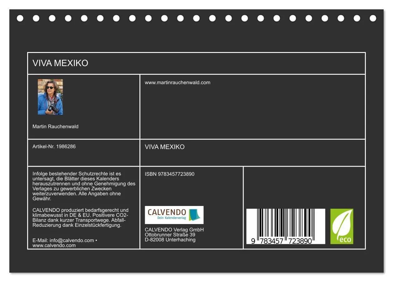 Bild: 9783457723890 | VIVA MEXIKO (Tischkalender 2026 DIN A5 quer), CALVENDO Monatskalender