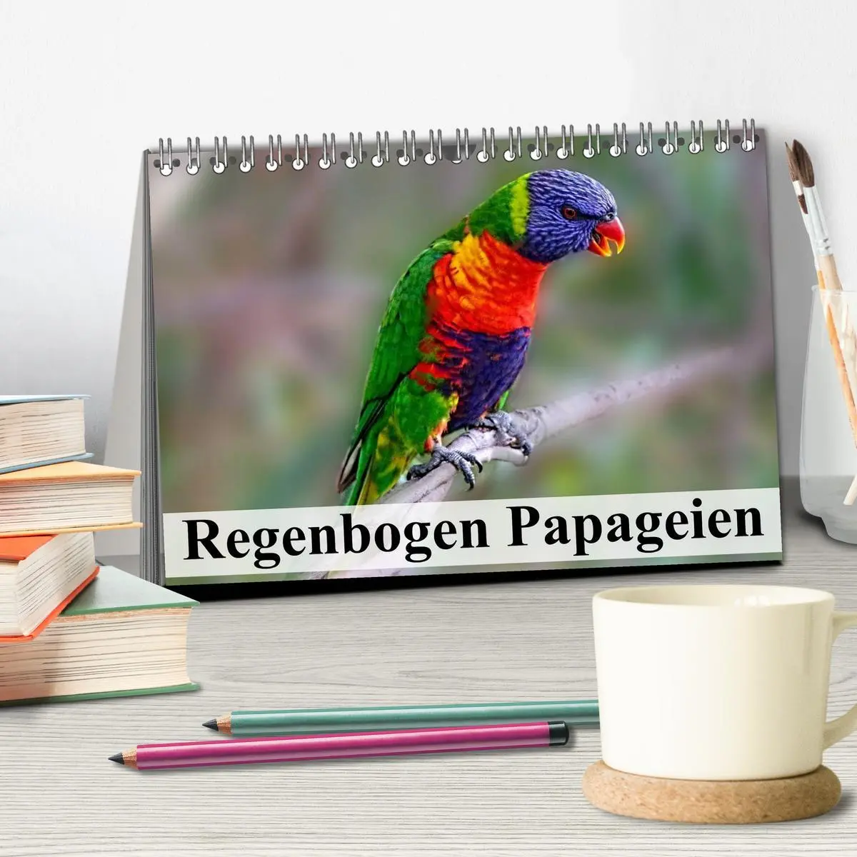 Bild: 9783516053890 | Regenbogen Papageien (Tischkalender 2026 DIN A5 quer), CALVENDO...
