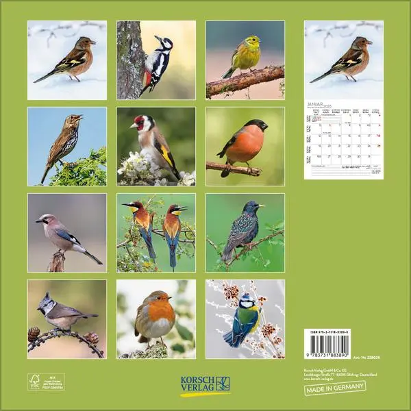 Bild: 9783731883890 | Vögel 2026 | Verlag Korsch | Kalender | 13 S. | Deutsch | 2026