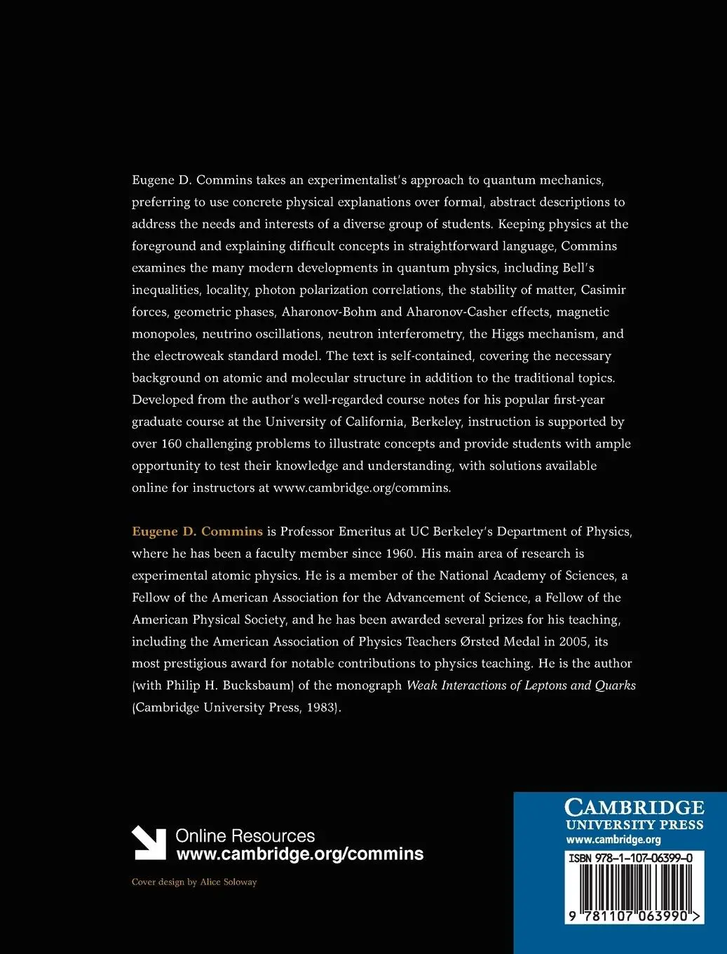 Rückseite: 9781107063990 | Quantum Mechanics | Eugene D. Commins | Buch | Englisch | 2014