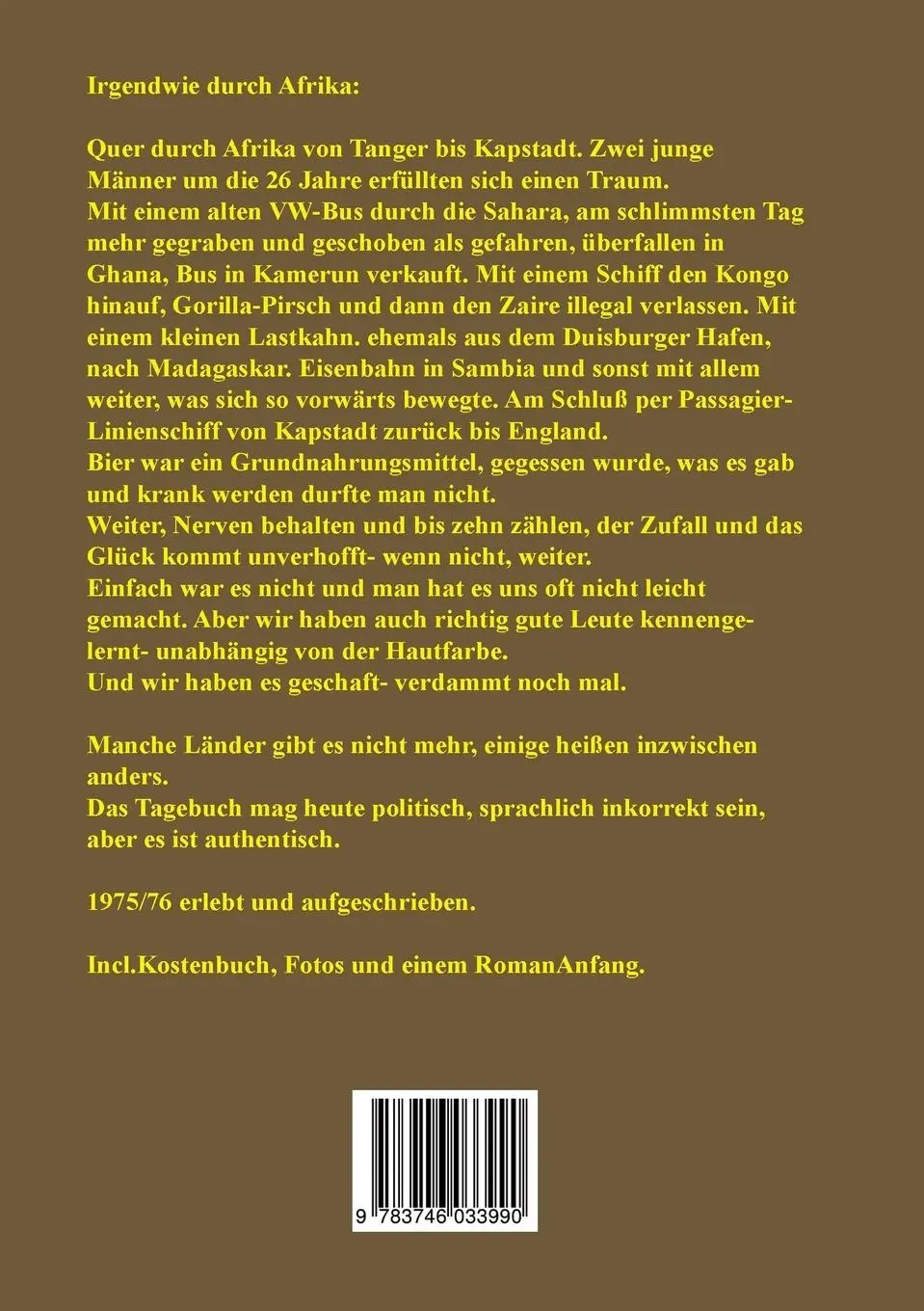 Rückseite: 9783746033990 | Irgendwie durch Afrika | Ein Jahr von Marokko bis Kapstadt | Roderfeld