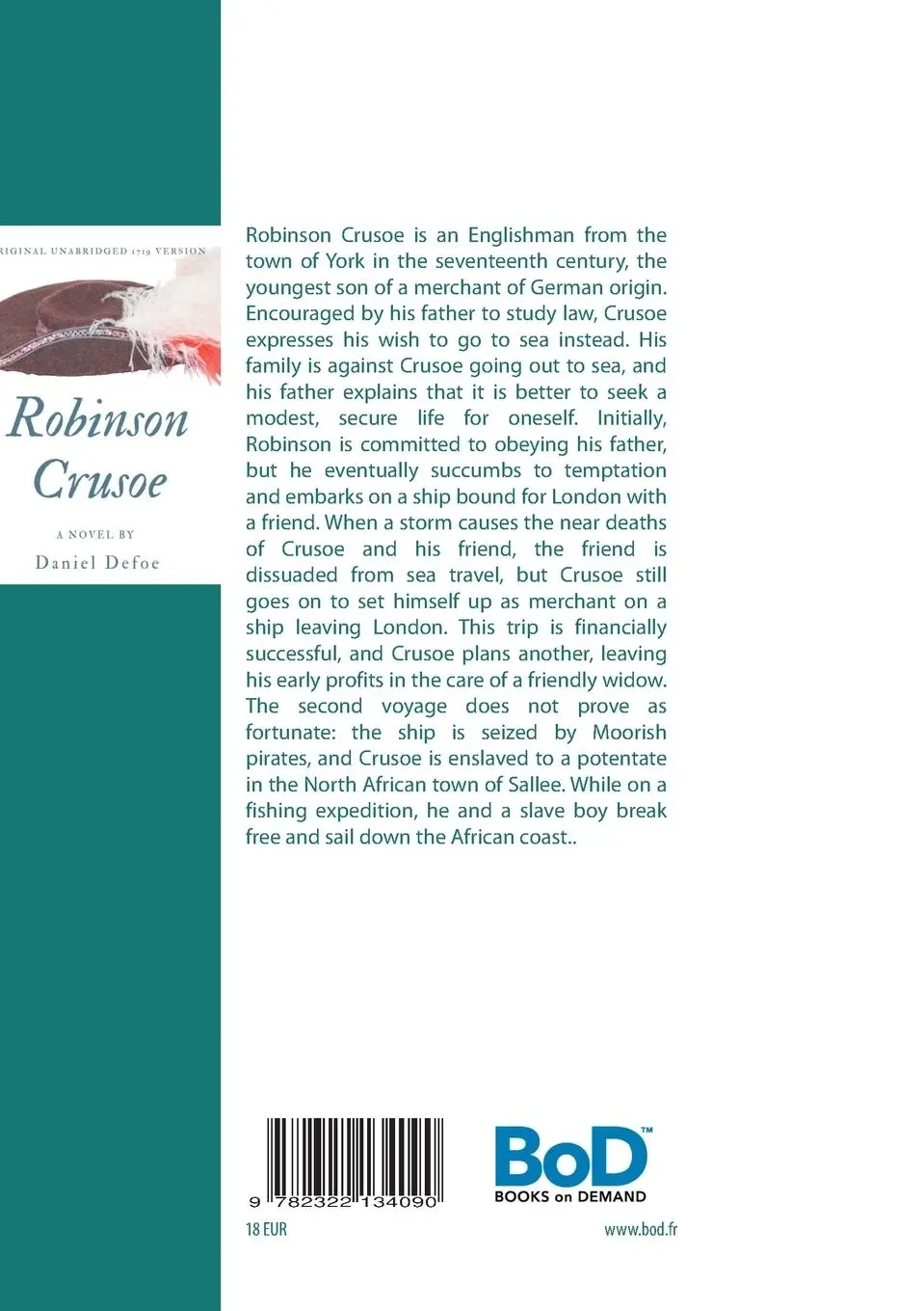 Rückseite: 9782322134090 | Robinson Crusoe (Original unabridged 1719 version) | Daniel Defoe
