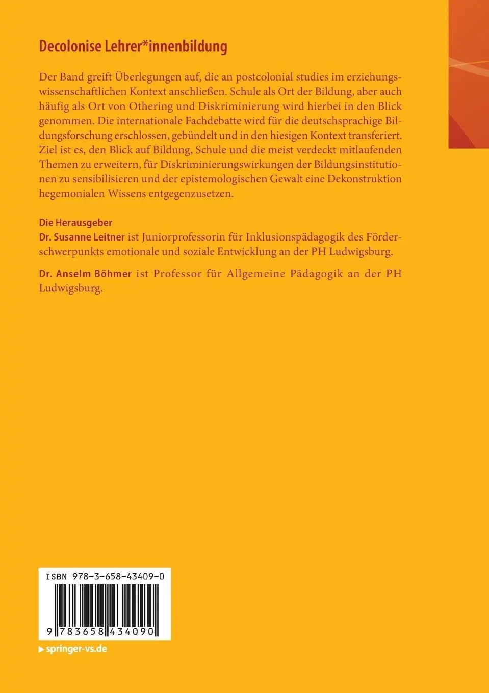 Rückseite: 9783658434090 | Decolonise Lehrer*innenbildung | Susanne Leitner (u. a.) | Taschenbuch
