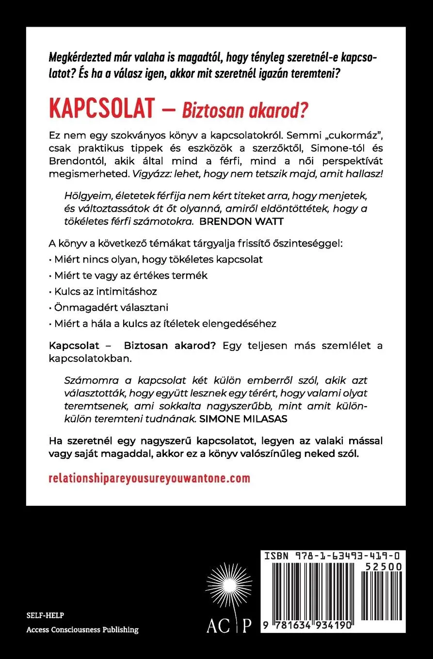 Rückseite: 9781634934190 | KAPCSOLAT. Biztosan akarod? (Hungarian) | Brendon Watt | Taschenbuch