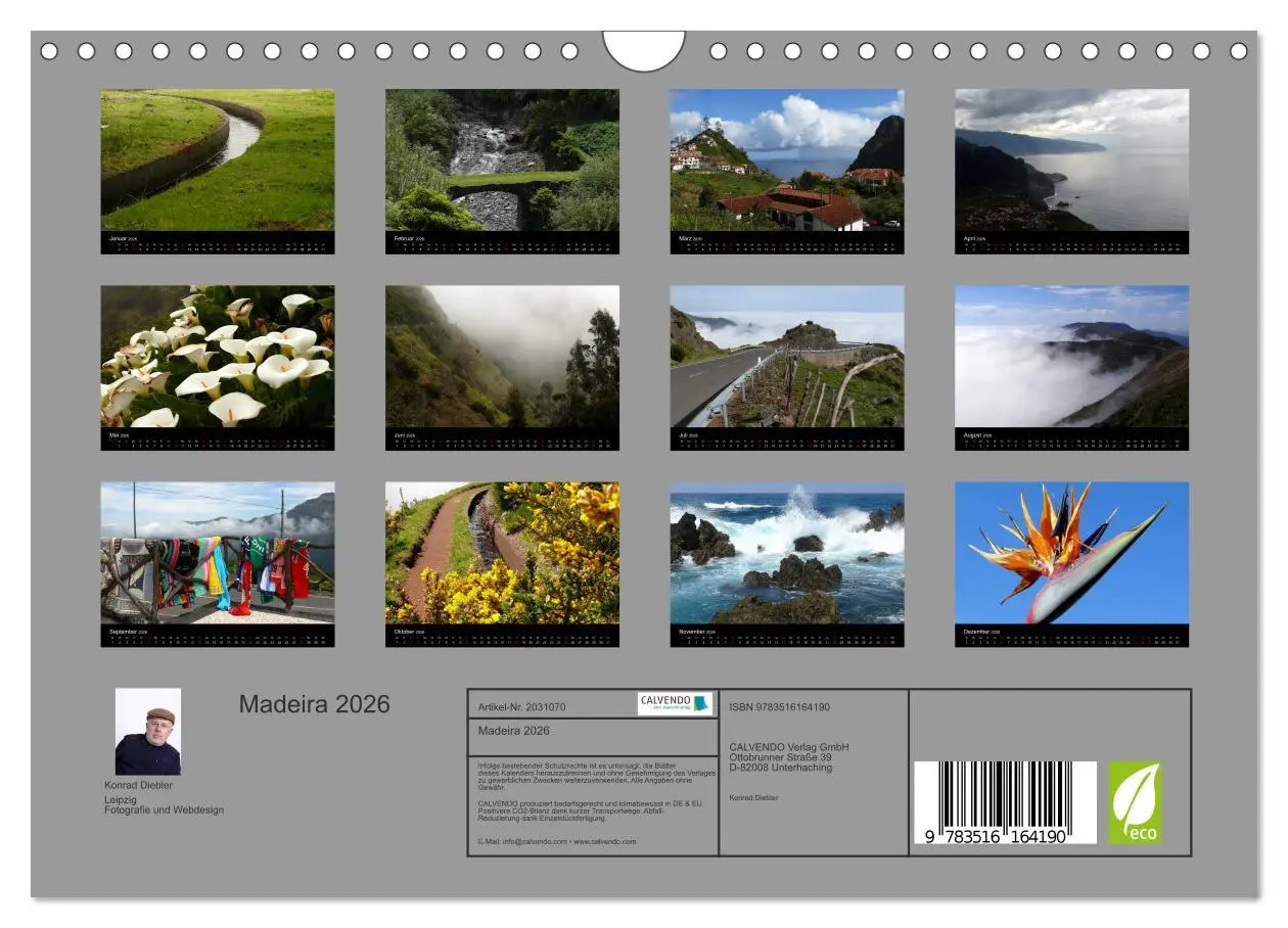 Bild: 9783516164190 | Madeira 2026 (Wandkalender 2026 DIN A4 quer), CALVENDO Monatskalender