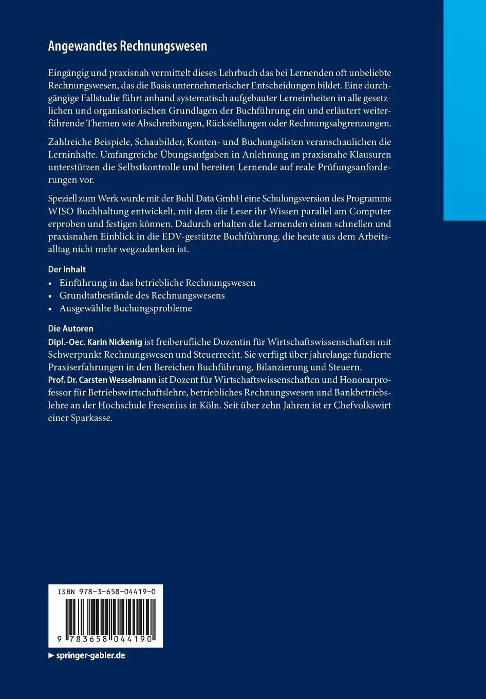 Rückseite: 9783658044190 | Angewandtes Rechnungswesen | Carsten Wesselmann (u. a.) | Taschenbuch