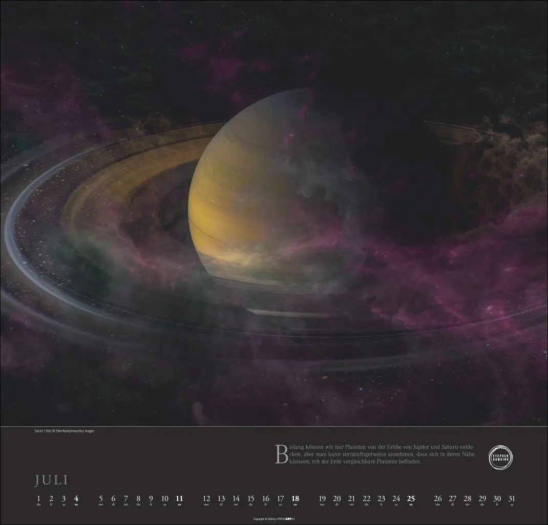 Bild: 9783839904190 | Stephen Hawking Kalender 2027 - Mein Universum | Kalender | 14 S.