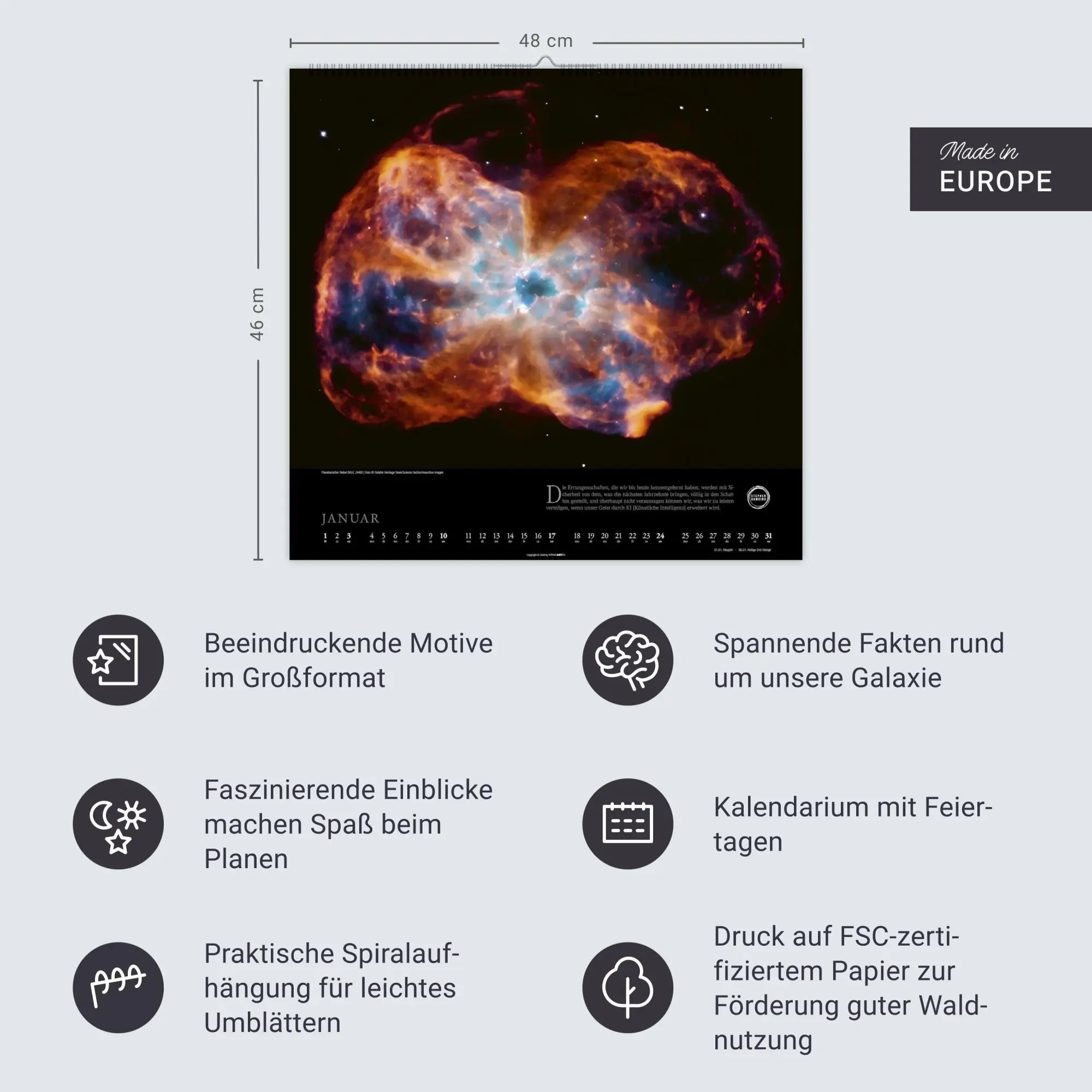 Bild: 9783839904190 | Stephen Hawking Kalender 2027 - Mein Universum | Kalender | 14 S.