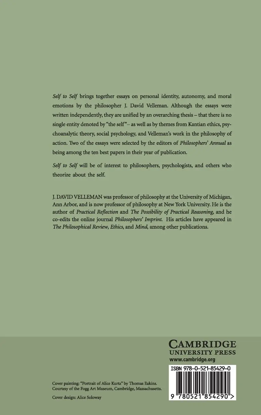 Rückseite: 9780521854290 | Self to Self | J. David Velleman | Buch | Englisch | 2016