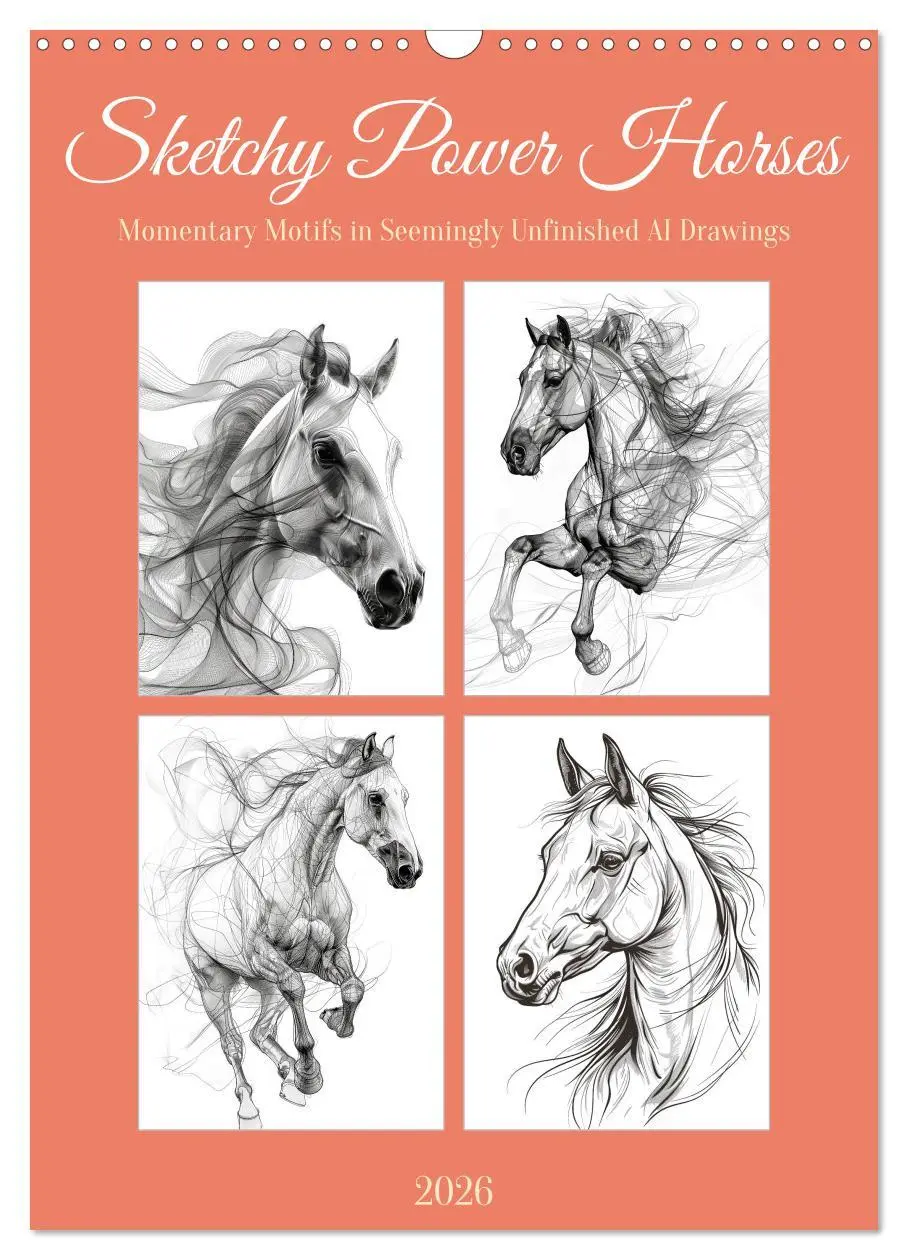 Cover: 9783516524390 | Sketchy Power Horses (Wall Calendar 2026 DIN A3 portrait), CALVENDO...