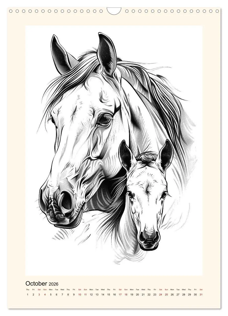 Bild: 9783516524390 | Sketchy Power Horses (Wall Calendar 2026 DIN A3 portrait), CALVENDO...