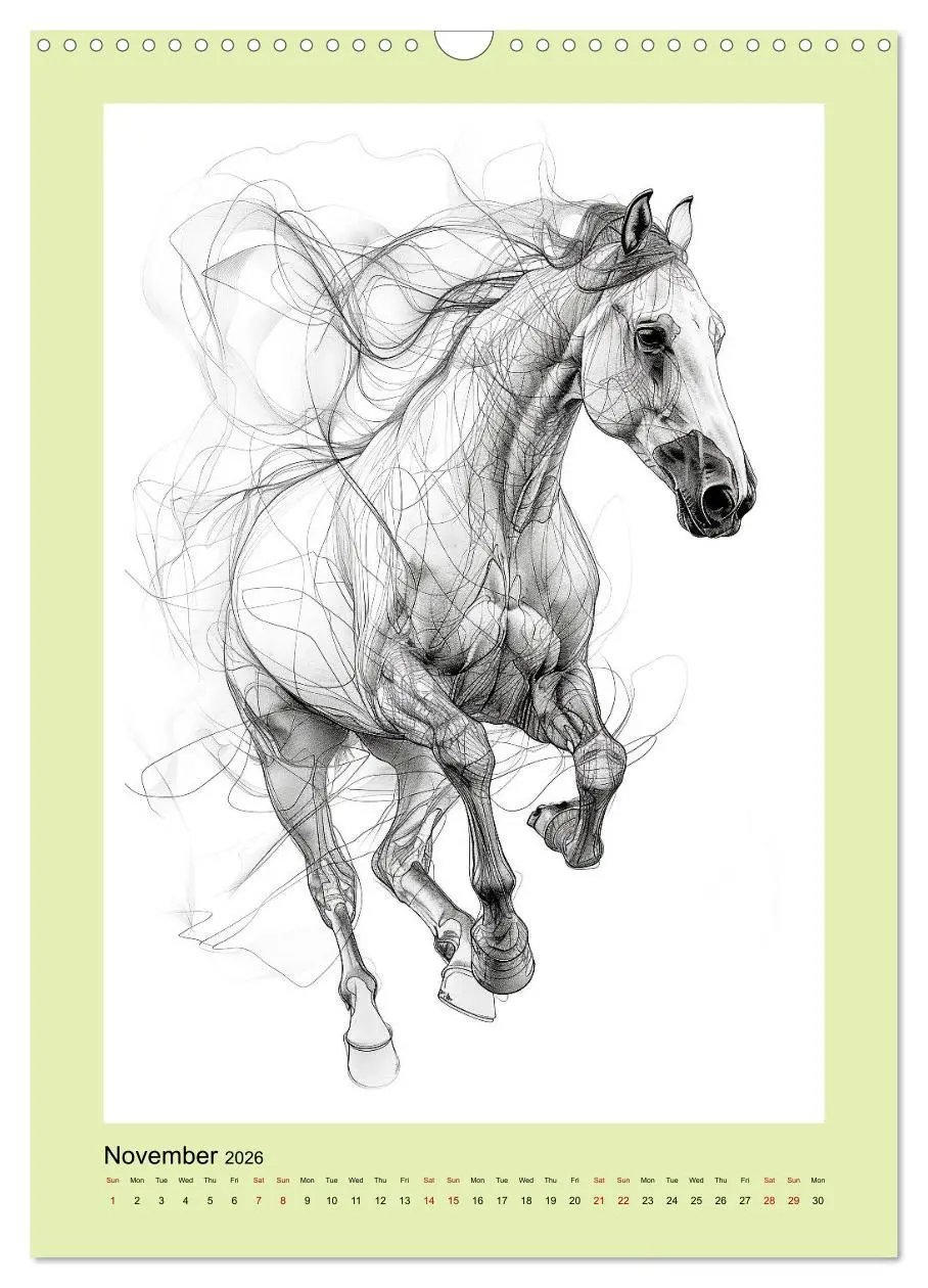 Bild: 9783516524390 | Sketchy Power Horses (Wall Calendar 2026 DIN A3 portrait), CALVENDO...