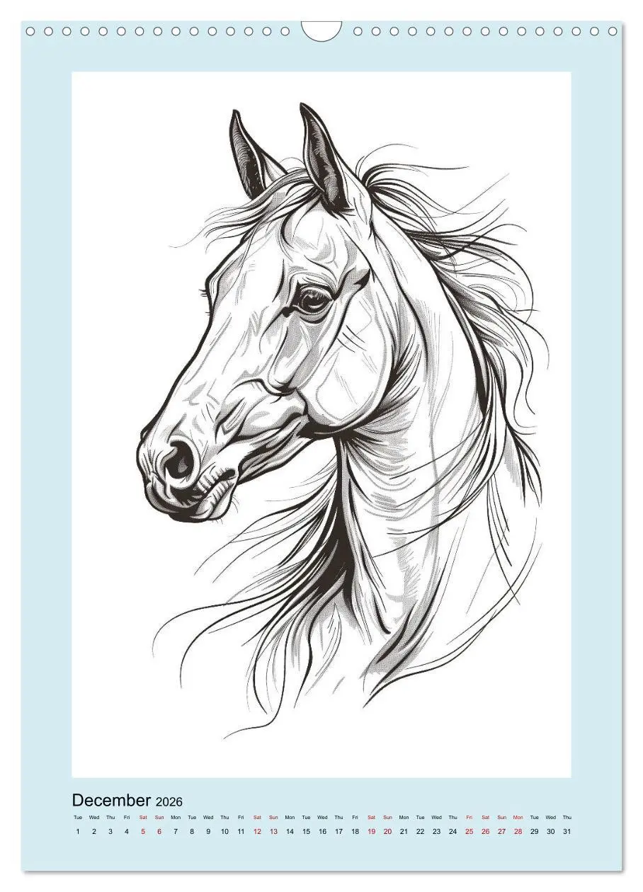 Bild: 9783516524390 | Sketchy Power Horses (Wall Calendar 2026 DIN A3 portrait), CALVENDO...