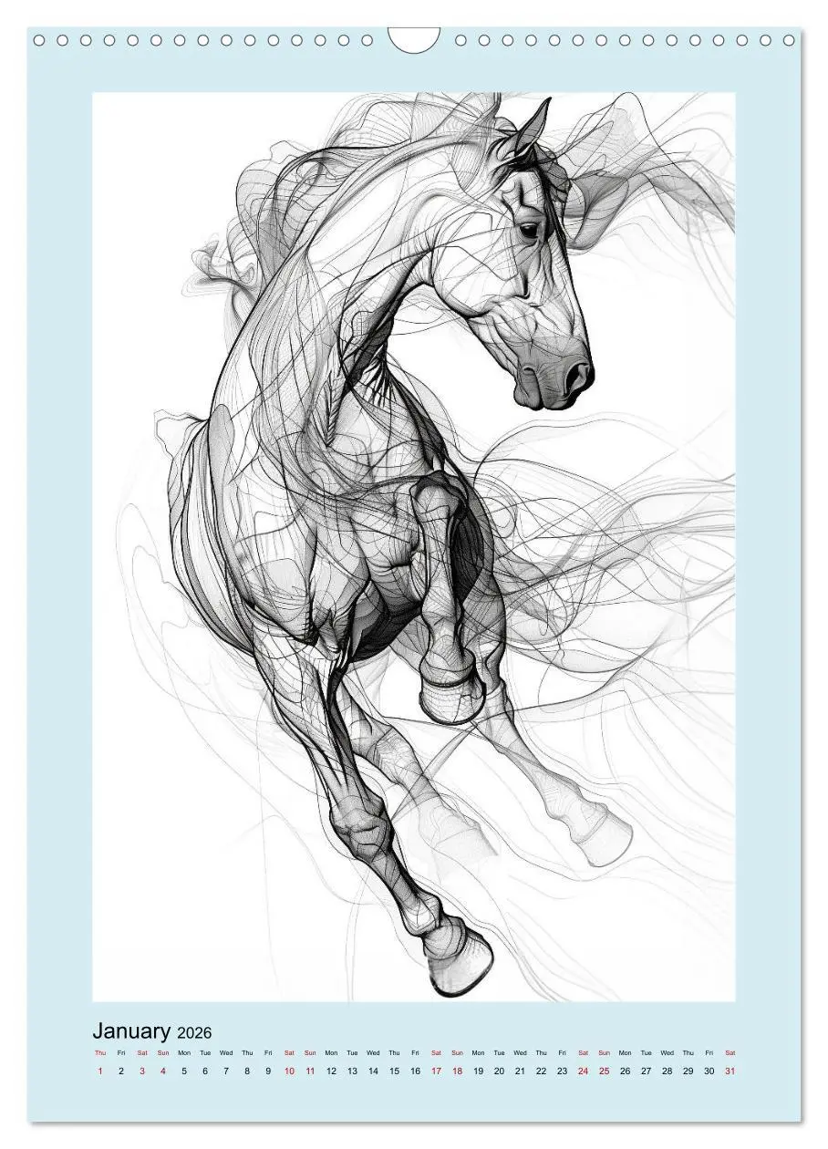 Bild: 9783516524390 | Sketchy Power Horses (Wall Calendar 2026 DIN A3 portrait), CALVENDO...