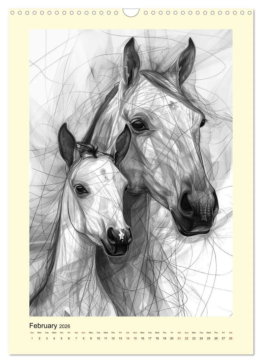 Bild: 9783516524390 | Sketchy Power Horses (Wall Calendar 2026 DIN A3 portrait), CALVENDO...