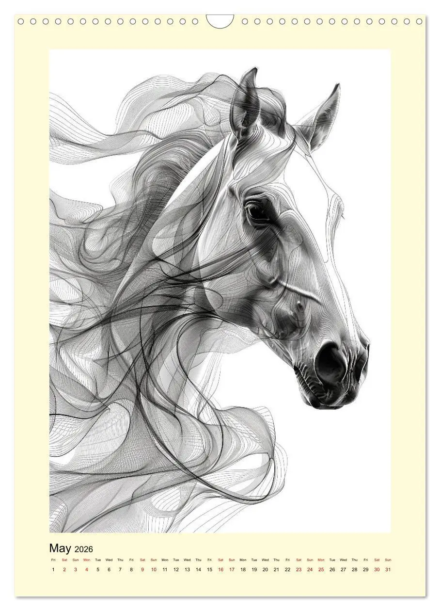 Bild: 9783516524390 | Sketchy Power Horses (Wall Calendar 2026 DIN A3 portrait), CALVENDO...