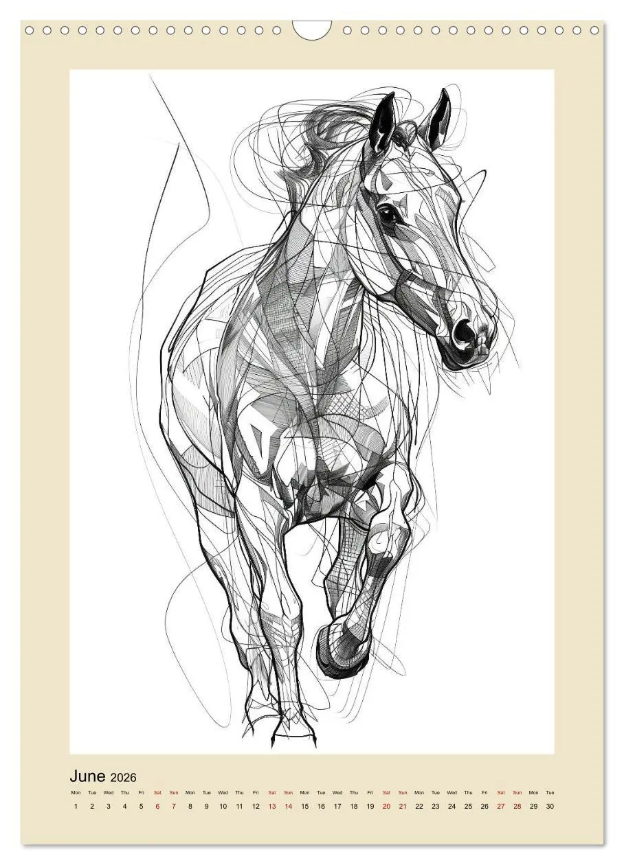 Bild: 9783516524390 | Sketchy Power Horses (Wall Calendar 2026 DIN A3 portrait), CALVENDO...