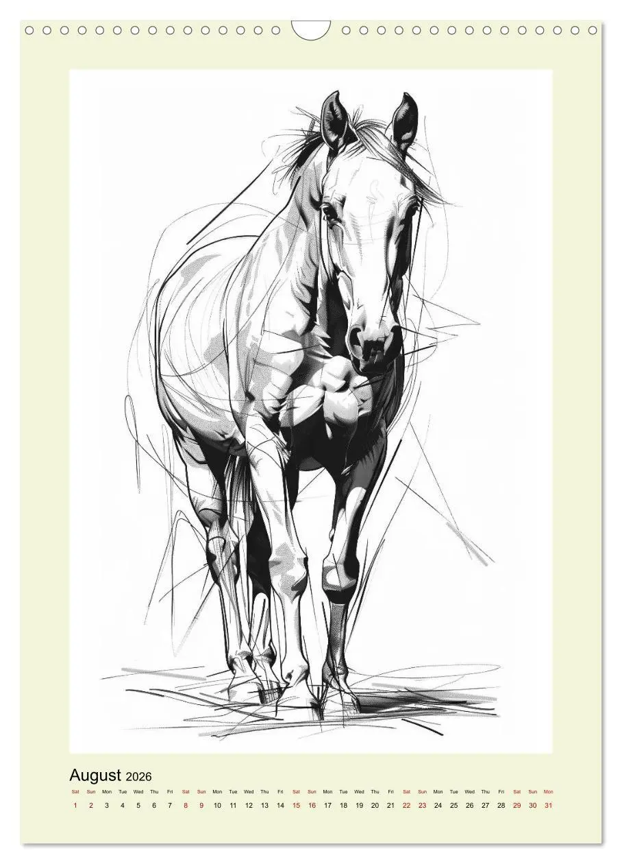Bild: 9783516524390 | Sketchy Power Horses (Wall Calendar 2026 DIN A3 portrait), CALVENDO...