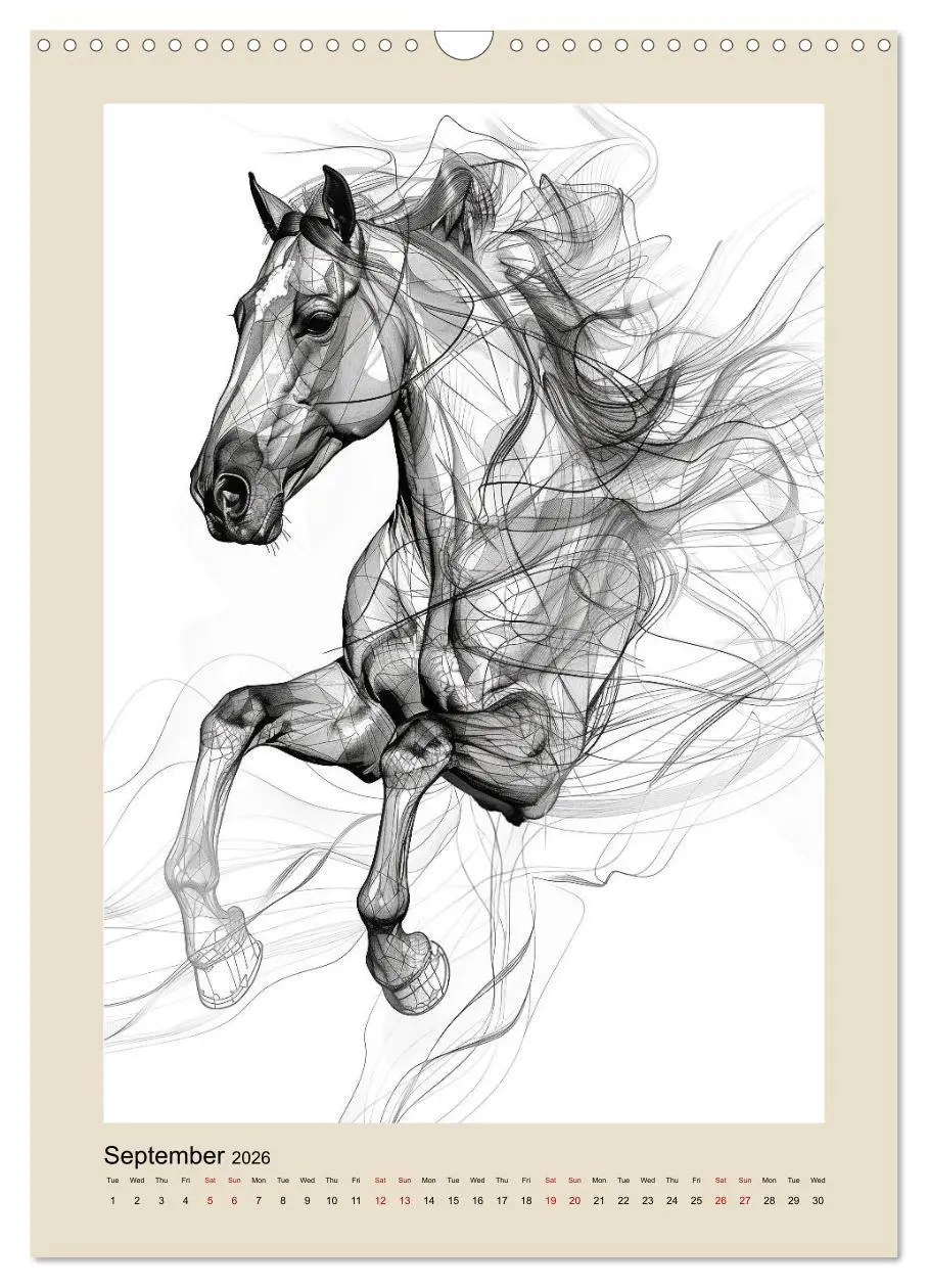 Bild: 9783516524390 | Sketchy Power Horses (Wall Calendar 2026 DIN A3 portrait), CALVENDO...