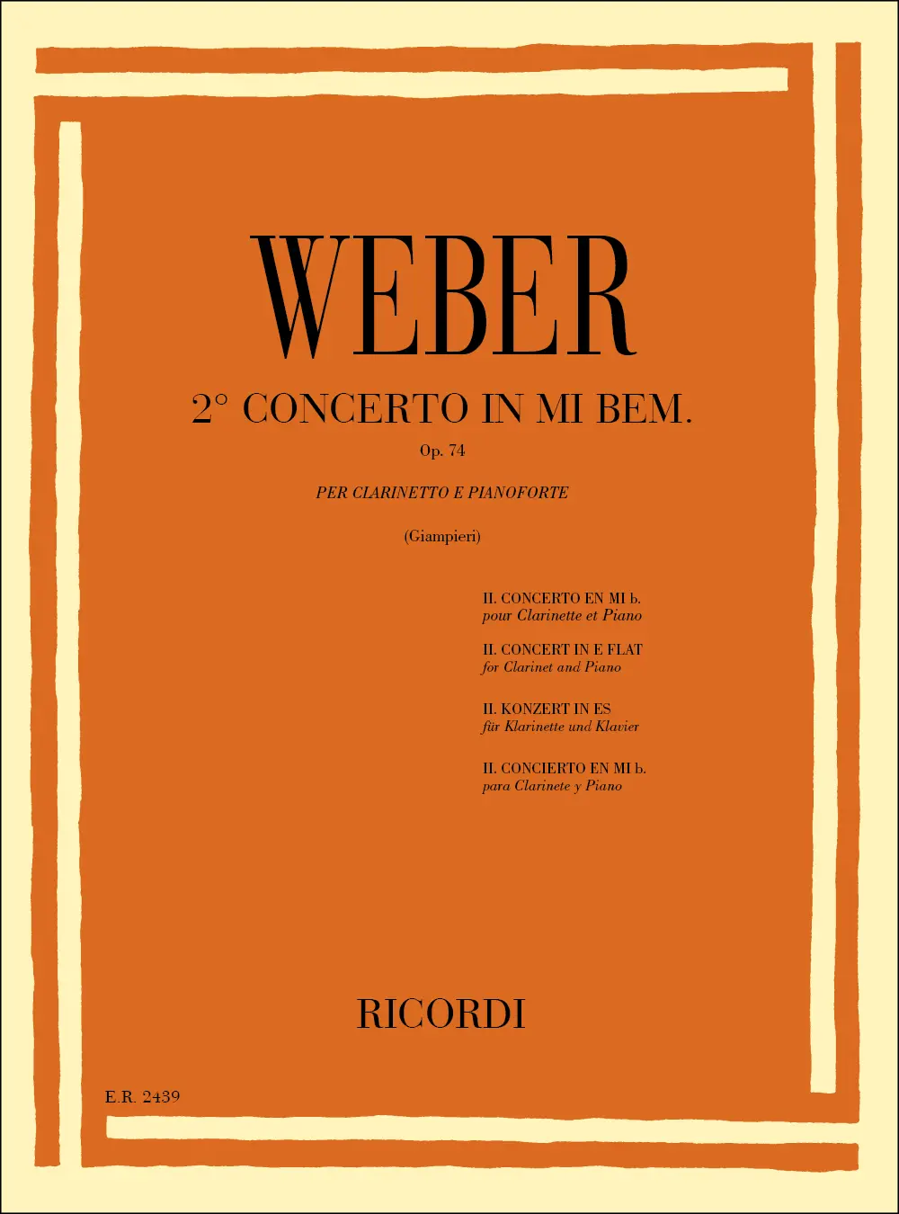 Cover: 9790041824390 | Concerto N. 2 In Mi Bem. Op. 74 | Carl Maria von Weber | Partitur