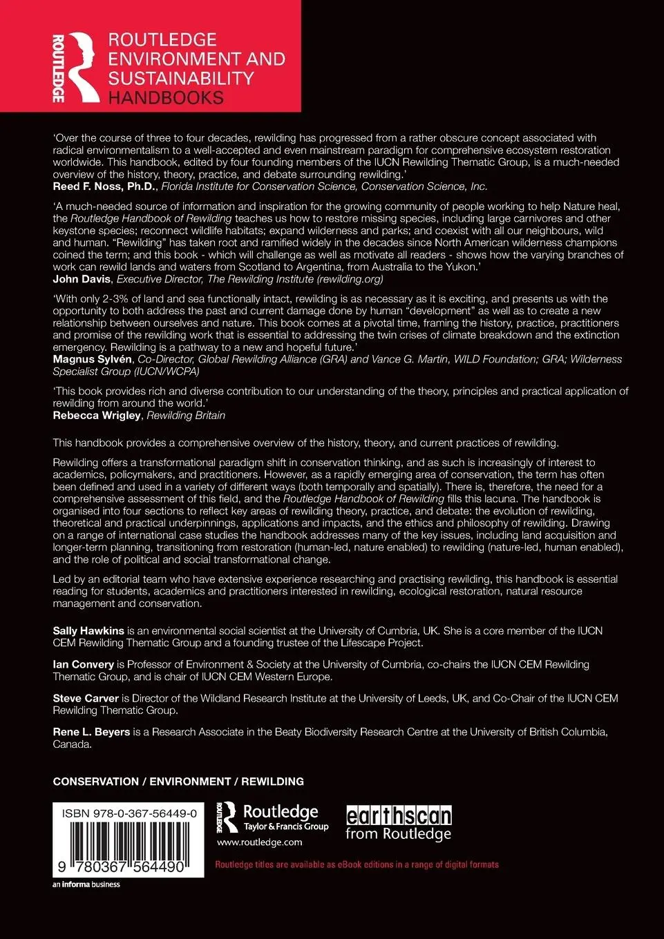 Rückseite: 9780367564490 | Routledge Handbook of Rewilding | Sally Hawkins (u. a.) | Taschenbuch