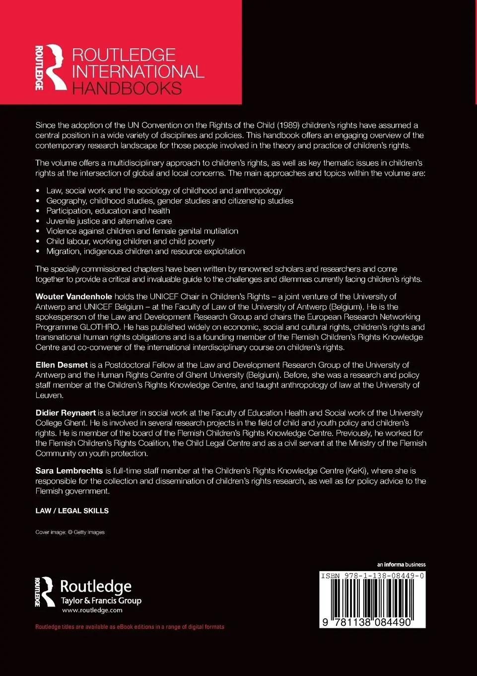 Rückseite: 9781138084490 | Routledge International Handbook of Children's Rights Studies | Buch