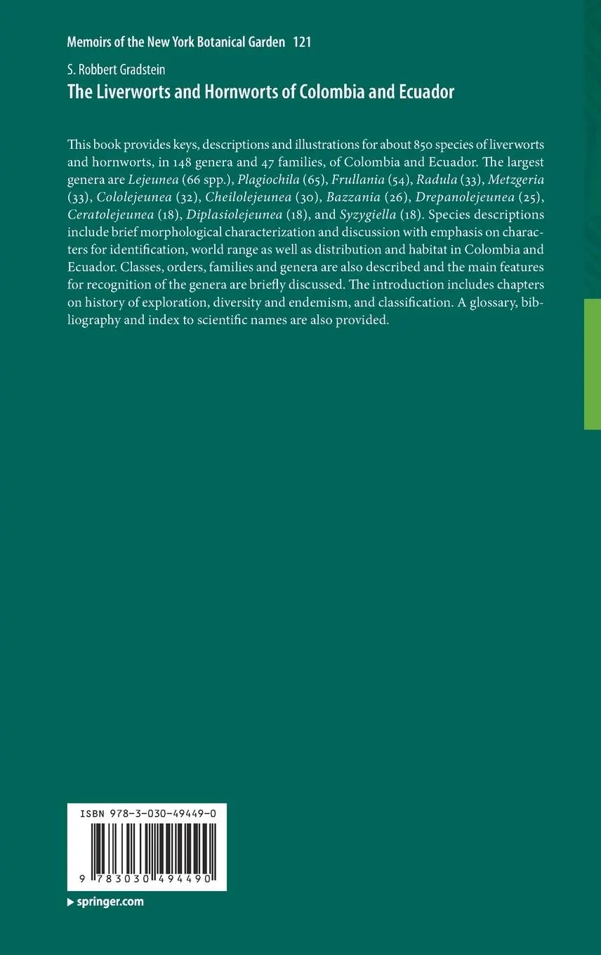 Rückseite: 9783030494490 | The Liverworts and Hornworts of Colombia and Ecuador | Gradstein | xxv