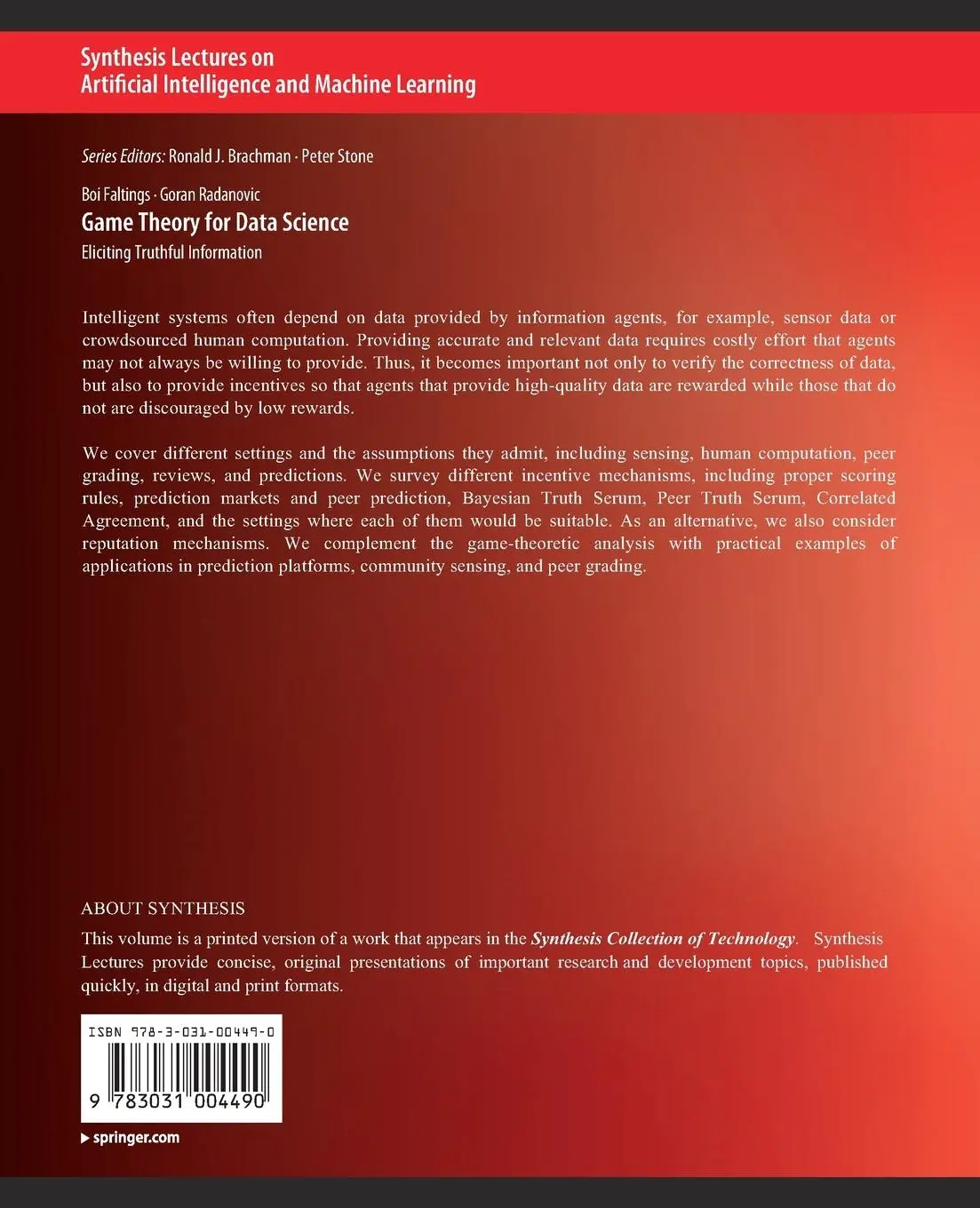 Rückseite: 9783031004490 | Game Theory for Data Science | Eliciting Truthful Information | Buch