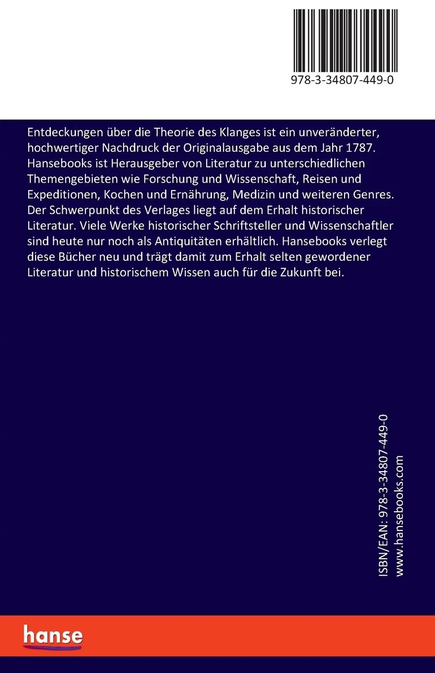 Rückseite: 9783348074490 | Entdeckungen über die Theorie des Klanges | Ernst F. Friedrich Chladni