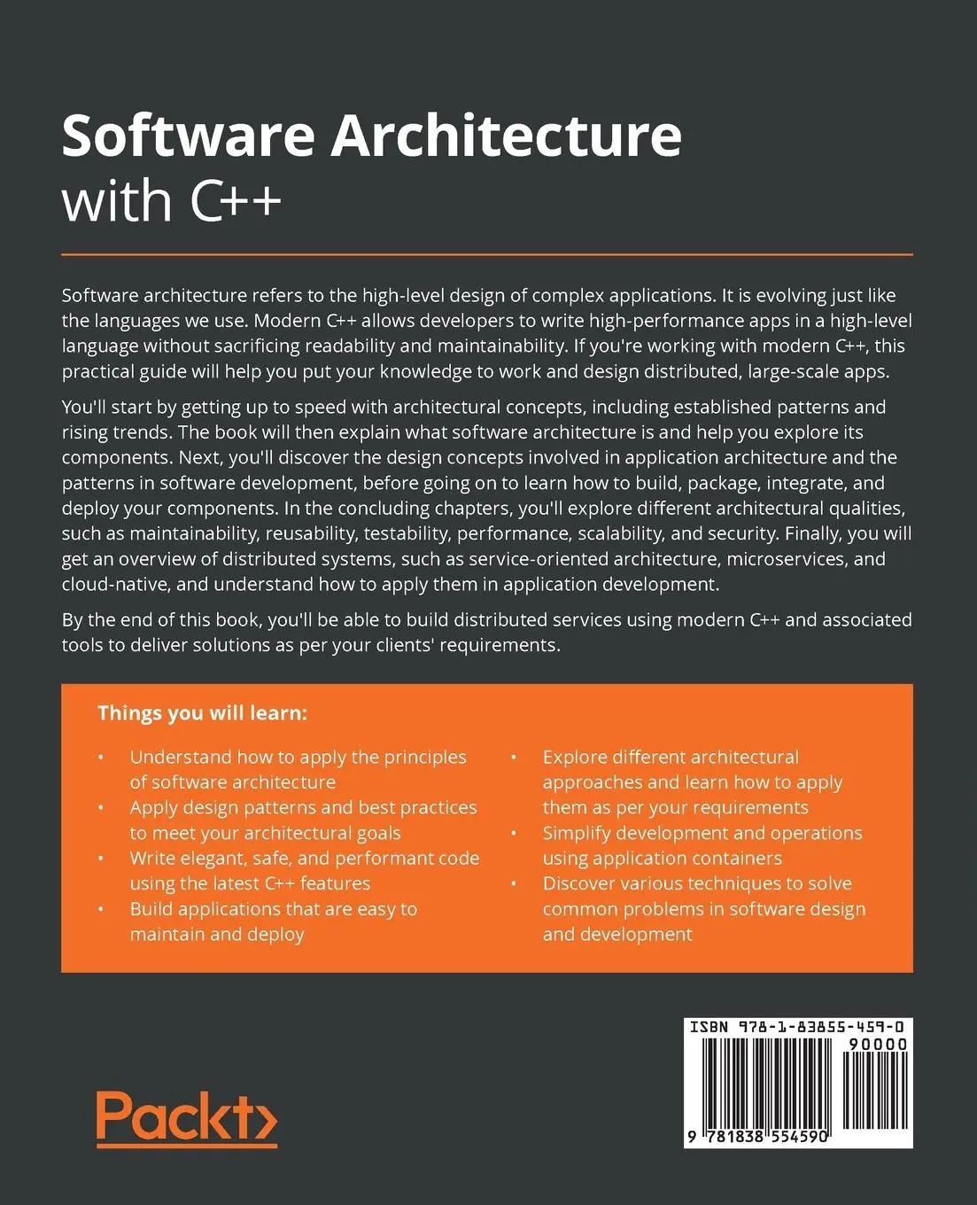 Rückseite: 9781838554590 | Software Architecture with C++ | Adrian Ostrowski (u. a.) | Buch