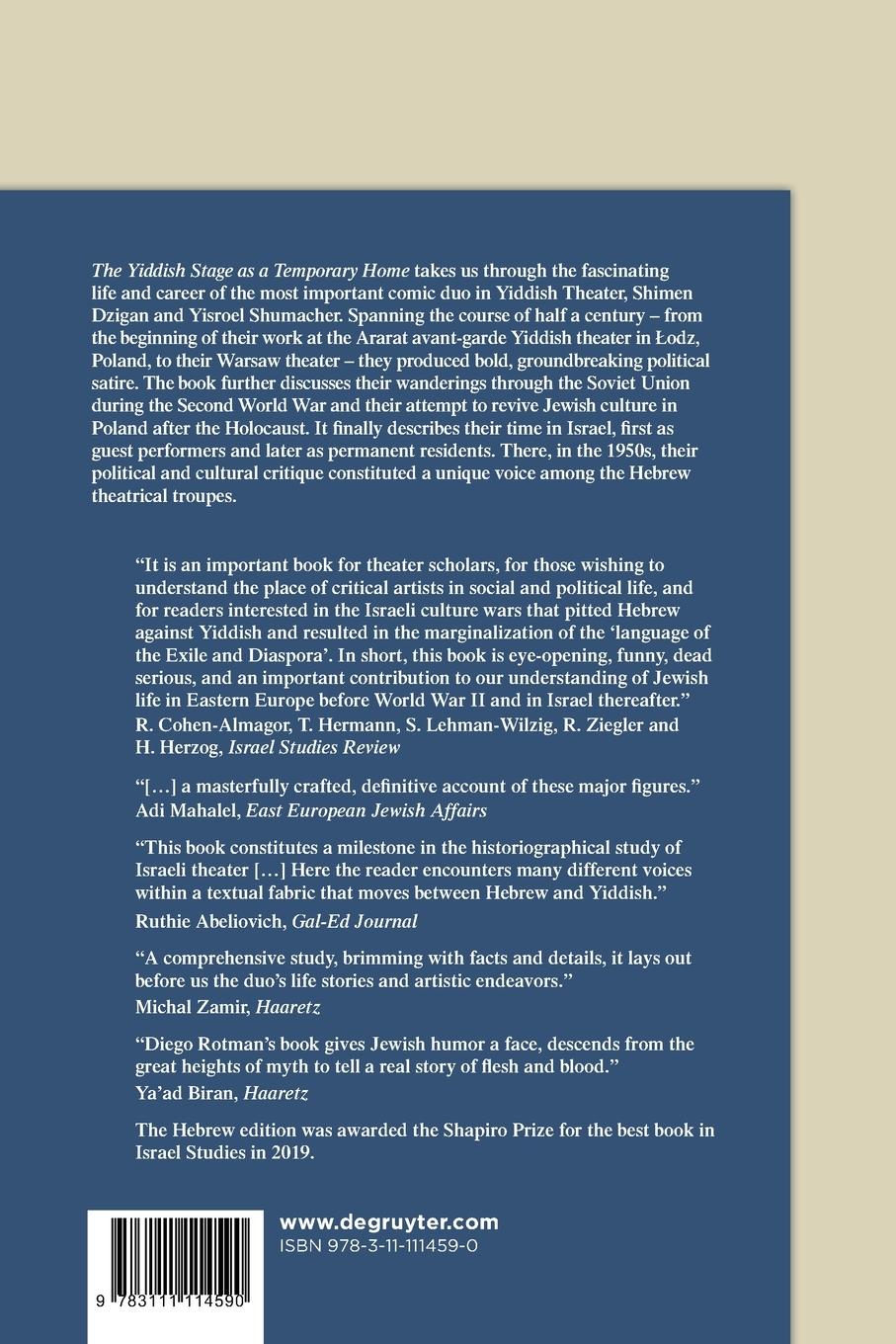 Rückseite: 9783111114590 | The Yiddish Stage as a Temporary Home | Diego Rotman | Taschenbuch
