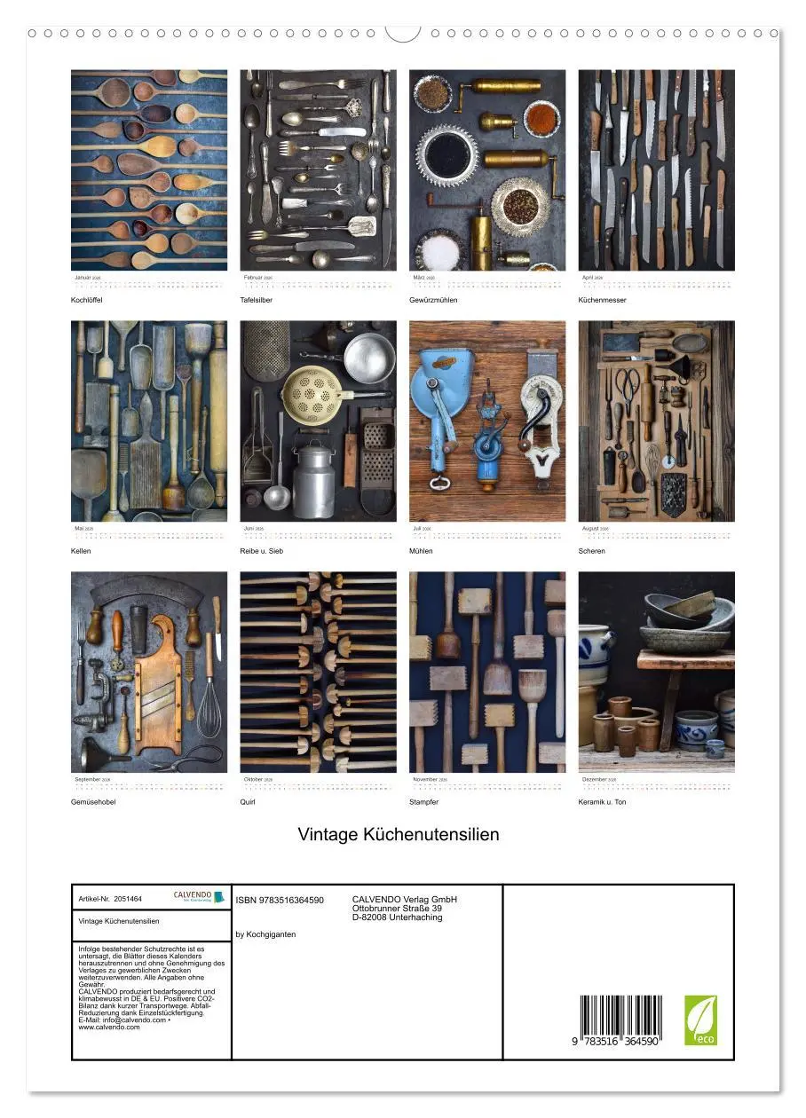 Bild: 9783516364590 | Vintage Küchenutensilien (Wandkalender 2026 DIN A2 hoch), CALVENDO...