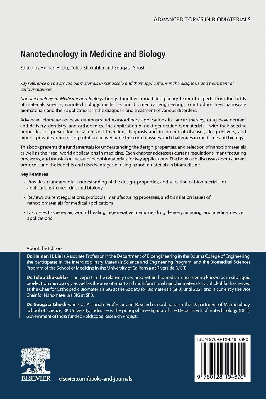 Rückseite: 9780128194690 | Nanotechnology in Medicine and Biology | Huinan Liu (u. a.) | Buch