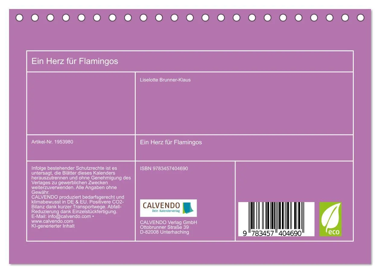 Bild: 9783457404690 | Ein Herz für Flamingos (Tischkalender 2026 DIN A5 quer), CALVENDO...